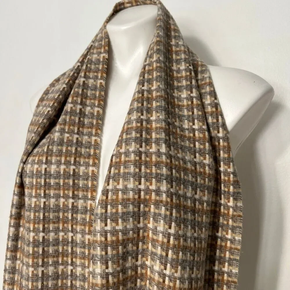 Cashmink v. fraas Germany Woven Neutral fringe scarf vintage